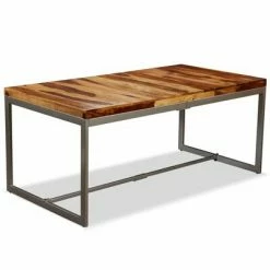 VidaXL Table de salle à manger Bois massif de Sesham et acier 180 cm