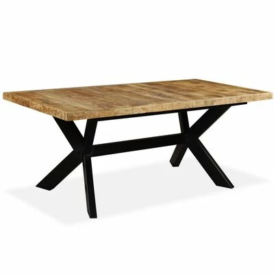 VidaXL Table de salle à manger Bois de manguier solide et Acier 180 cm 3 VidaXL Table de salle à manger Bois de manguier solide et Acier 180 cm
