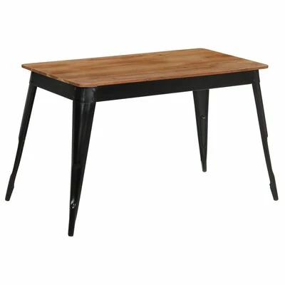 VidaXL Table de salle à manger Bois d'acacia et acier 120x60x76 cm 3 VidaXL Table de salle à manger Bois d'acacia et acier 120x60x76 cm