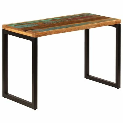 VidaXL Table à dîner 115x55x76 cm Bois de récupération solide et acier 3 VidaXL Table à dîner 115x55x76 cm Bois de récupération solide et acier