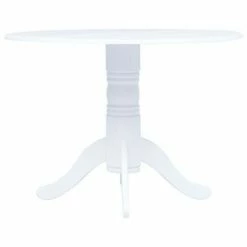 VidaXL Table de salle à manger Blanc 106 cm Bois d'hévéa massif