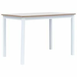 VidaXL Table à dîner Blanc et marron 114x71x75 cm Bois d'hévéa massif