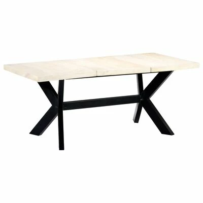 VidaXL Table à dîner Blanc 180x90x75 cm Bois de manguier massif 3 VidaXL Table à dîner Blanc 180x90x75 cm Bois de manguier massif