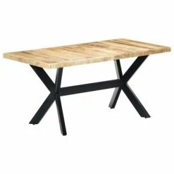 VidaXL Table à dîner 160x80x75 cm Bois de manguier massif brut