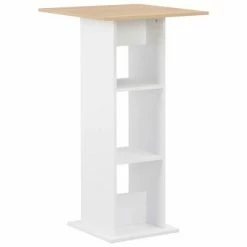 VidaXL Table de bar Blanc et chêne Sonoma 60x60x110 cm