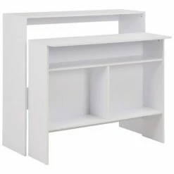 VidaXL Table de bar avec 2 dessus de table Blanc 130 x 40 x 120 cm