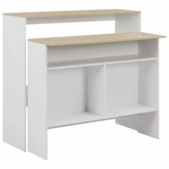 VidaXL Table de bar avec 2 dessus de table Blanc et chêne 130x40x120cm