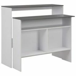 VidaXL Table de bar avec 2 dessus de table Blanc et gris 130x40x120 cm