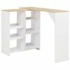 VidaXL Table de bar avec tablette amovible Blanc 138x39x110 cm