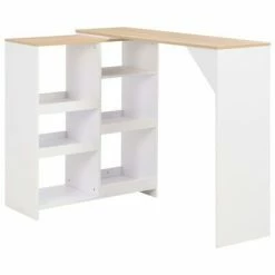 VidaXL Table de bar avec tablette amovible Blanc 138x39x110 cm