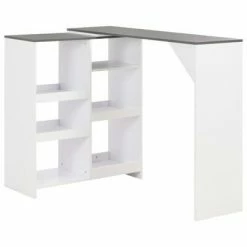 VidaXL Table de bar avec tablette amovible Blanc 138x39x110 cm