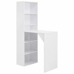 VidaXL Table de bar avec armoire Blanc 115 x 59 x 200 cm