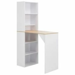 VidaXL Table de bar avec armoire Blanc 115 x 59 x 200 cm