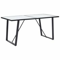 VidaXL Table de salle à manger Blanc 160x80x75 cm Verre trempé