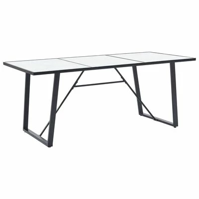 VidaXL Table de salle à manger Blanc 180x90x75 cm Verre trempé 3 VidaXL Table de salle à manger Blanc 180x90x75 cm Verre trempé