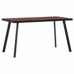 VidaXL Table de salle à manger Bois foncé et noir 140x70x75 cm MDF