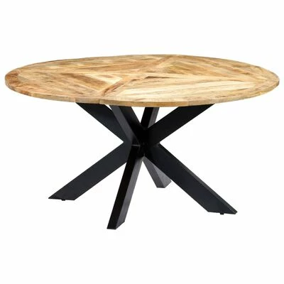 VidaXL Table de salle à manger Rond 150x76 cm Bois de manguier massif 2 VidaXL Table de salle à manger Rond 150x76 cm Bois de manguier massif