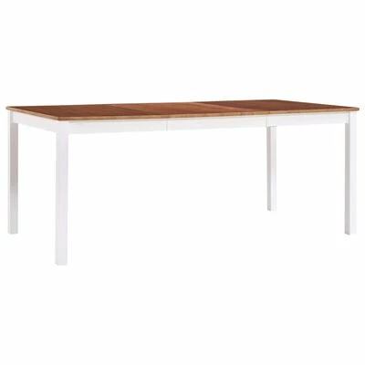 VidaXL Table de salle à manger Blanc et marron 180 x 90 x 73 cm Pin 3 VidaXL Table de salle à manger Blanc et marron 180 x 90 x 73 cm Pin