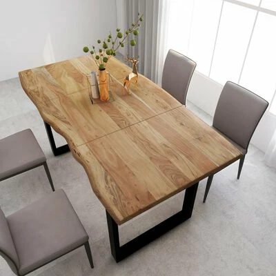 VidaXL Table de salle à manger 180x90x76 cm Bois d'acacia massif 4 VidaXL Table de salle à manger 180x90x76 cm Bois d'acacia massif – Image 2