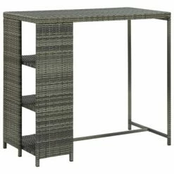 VidaXL Table de bar avec rangement Gris 120x60x110 cm Résine tressée