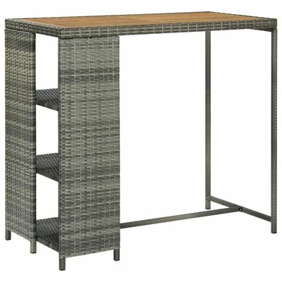 VidaXL Table de bar avec rangement Gris 120x60x110 cm Résine tressée 3 VidaXL Table de bar avec rangement Gris 120x60x110 cm Résine tressée