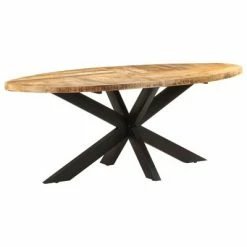 VidaXL Table à dîner ovale 200x100x75 cm Bois de manguier brut