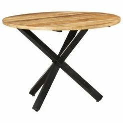 VidaXL Table à dîner ronde 100x100x75 cm Bois de manguier brut