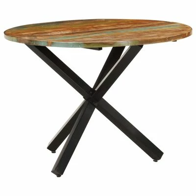 VidaXL Table à dîner ronde 100x100x75 cm Bois de récupération massif 3 VidaXL Table à dîner ronde 100x100x75 cm Bois de récupération massif