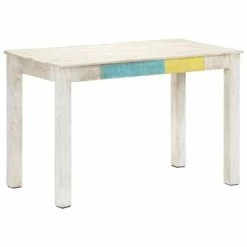 VidaXL Table à dîner Blanc 120x60x76 cm Bois solide de manguier