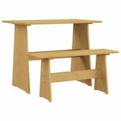 VidaXL Table à manger avec banc Marron miel Bois de pin solide