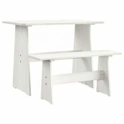 VidaXL Table à manger avec banc Blanc Bois de pin solide