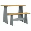 VidaXL Table à manger avec banc Marron miel et gris Bois de pin solide 2 VidaXL Table à manger avec banc Marron miel et gris Bois de pin solide -Promos Tables à manger Boutique image 1 327252