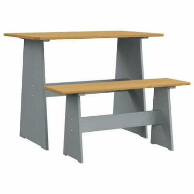 VidaXL Table à manger avec banc Marron miel et gris Bois de pin solide 3 VidaXL Table à manger avec banc Marron miel et gris Bois de pin solide