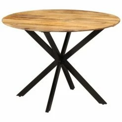 VidaXL Table à dîner Ø110x78 cm Bois de manguier massif et acier