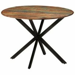 VidaXL Table à dîner Ø110x78 cm Bois de récupération massif et acier