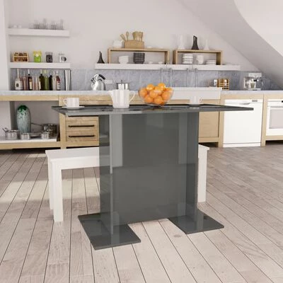 VidaXL Table de salle à manger Gris brillant 110x60x75 cm Aggloméré 4 VidaXL Table de salle à manger Gris brillant 110x60x75 cm Aggloméré – Image 2