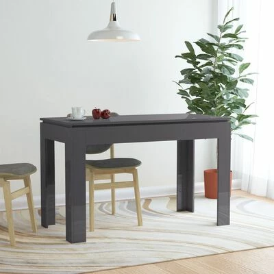 VidaXL Table de salle à manger Gris brillant 120x60x76 cm Aggloméré 4 VidaXL Table de salle à manger Gris brillant 120x60x76 cm Aggloméré – Image 2