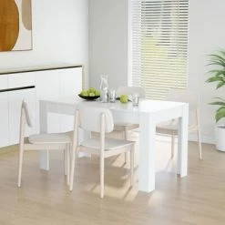 VidaXL Table de salle à manger Blanc 140x74,5x76 cm Aggloméré 8 VidaXL Table de salle à manger Blanc 140x74,5x76 cm Aggloméré -Promos Tables à manger Boutique image 1 804202