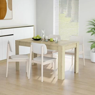 VidaXL Table de salle à manger Chêne sonoma 140x74,5x76 cm Aggloméré 4 VidaXL Table de salle à manger Chêne sonoma 140x74,5x76 cm Aggloméré – Image 2
