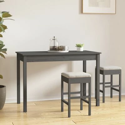 VidaXL Table à manger Gris 110x55x75 cm Bois massif de pin 4 VidaXL Table à manger Gris 110x55x75 cm Bois massif de pin – Image 2