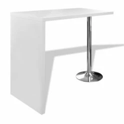 VidaXL Table de bar MDF avec 1 pied en acier Haut brillance Blanc