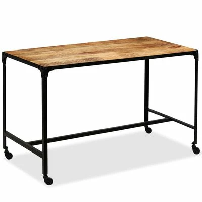 VidaXL Table de salle à manger Bois de manguier et acier 120x60x76 cm 4 VidaXL Table de salle à manger Bois de manguier et acier 120x60x76 cm – Image 2
