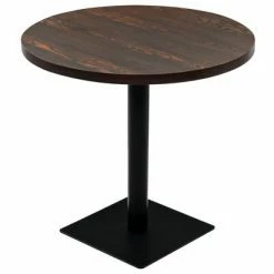 VidaXL Table de bistro MDF et acier Rond 80 x 75 cm Frêne foncé
