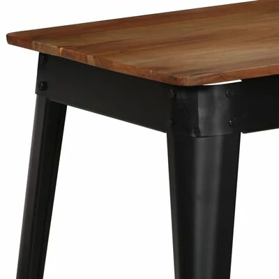 VidaXL Table de salle à manger Bois d'acacia et acier 120x60x76 cm 4 VidaXL Table de salle à manger Bois d'acacia et acier 120x60x76 cm – Image 2