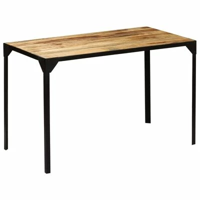 VidaXL Table de salle à manger Bois de manguier brut et Acier 120 cm 4 VidaXL Table de salle à manger Bois de manguier brut et Acier 120 cm – Image 2