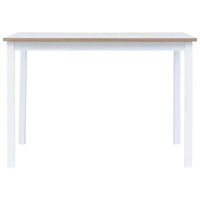 VidaXL Table à dîner Blanc et marron 114x71x75 cm Bois d'hévéa massif 4 VidaXL Table à dîner Blanc et marron 114x71x75 cm Bois d'hévéa massif – Image 2