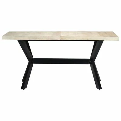 VidaXL Table à dîner Blanc 160x80x75 cm Bois de manguier massif 4 VidaXL Table à dîner Blanc 160x80x75 cm Bois de manguier massif – Image 2