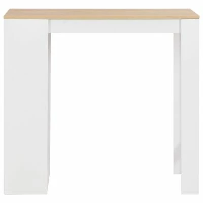 VidaXL Table de bar avec étagère Blanc 110x50x103 cm 4 VidaXL Table de bar avec étagère Blanc 110x50x103 cm – Image 2