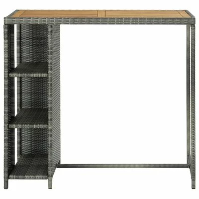 VidaXL Table de bar avec rangement Gris 120x60x110 cm Résine tressée 4 VidaXL Table de bar avec rangement Gris 120x60x110 cm Résine tressée – Image 2