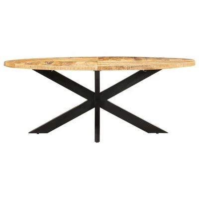 VidaXL Table à dîner ovale 200x100x75 cm Bois de manguier brut 4 VidaXL Table à dîner ovale 200x100x75 cm Bois de manguier brut – Image 2